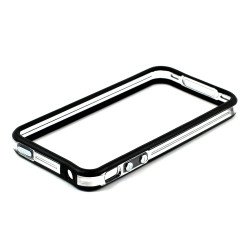 iPhone 4S 4 Bumper with Chrome Button (Black - Clear)